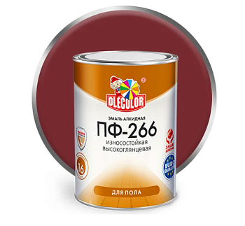 Эмаль алкидная ПФ-266 Olecolor, красно-коричневая, 20кг
