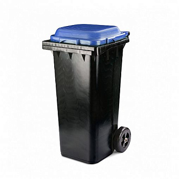 Бак для мусора 120л (на колесах) (черно-синий) 