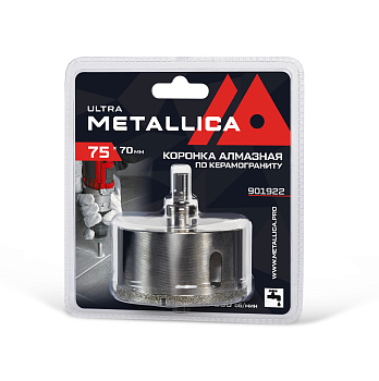 Коронка алмазная METALLICA Ultra  75х70 мм, #46, с сверлом, по керамограниту, плитке