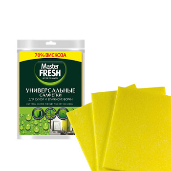 Салфетки универсальные д/уборки Master FRESH (вискоза повышенной плотности 30*38 см),  3 шт.