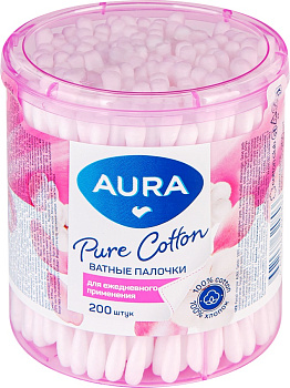 Ватные палочки AURA BEAUTY стакан 200шт
