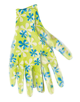 Перчатки садовые из полиэстра с нитриловым обливом, зеленые, L PALISAD