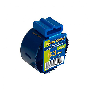 Коронка биметаллическая ПРАКТИКА 83мм, (3 1/4"), клипса (1шт).