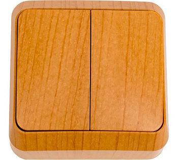 Выключатель 2кл о/п светлое дерево "Юпитер" Smartbuy