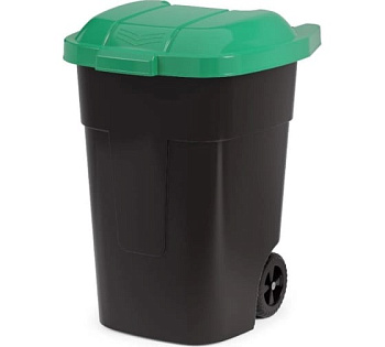 Бак для мусора 65л (на колесах) (черно-зеленый) 