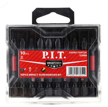 Бита ударная магнитная P.I.T. DRUA PZ2x50 мм, IMPACT, торсионная зона, 10 шт, кейс (ASDR01-50PZ2A)