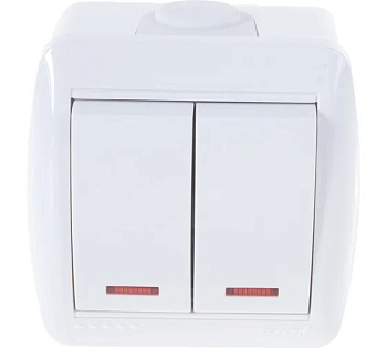 Выключатель 2 ОП "NATA" бел. с подсв.