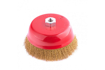 Щетка для УШМ 150мм, М14, "чашка", латунированная витая проволока MATRIX