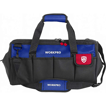 Сумка для инструмента 600D 460х215х245мм WP281005 WORKPRO с широким горлом на молнии 18"