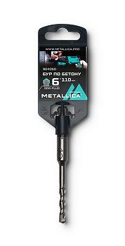 Бур по бетону SDS-plus METALLICA Optima 6х110/50 мм, напайка с центром, 2 спирали