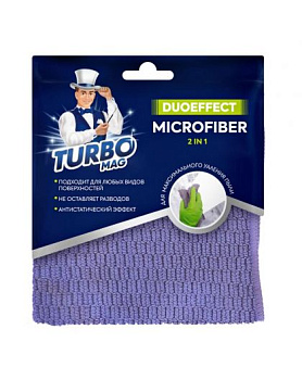 Салфетка для уборки "TURBOMAG" DUOEFFECT 2in1 микрофибра 340г/м2, 30*30 см, 1 шт.