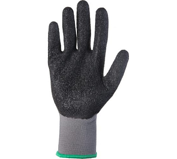 Перчатки защитные из синтетической пряжи (полиэстер) с латексным покрытием ладони, серый/черный р.M