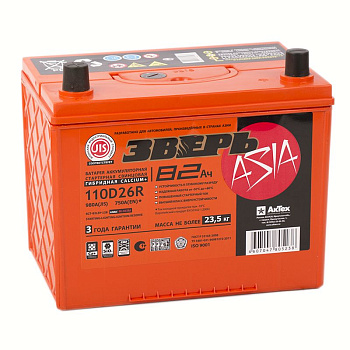 АКБ ЗВЕРЬ 6СТ 82-3-L 110D26R Азия (90Ah)