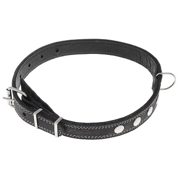 Ошейник 25/2д кожа два слоя, декор.строчка, украшения, (черный) Ошейник 25/2д кожа два слоя, декор.строчка, украшения, (черный)