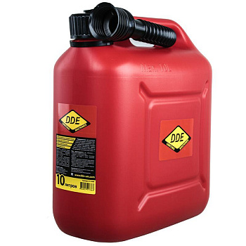 Канистра DDE для ГСМ, 10л, антистатическая, крышка с замком, трубка для заливки