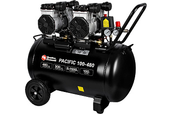 Компрессор поршневой безмасляный QUATTRO ELEMENTI PACIFIC 100-480 (480л/мин,100л,3.5л/с,8бар,60.0кг)
