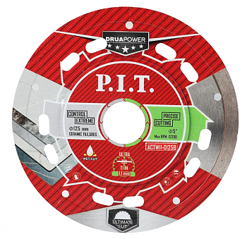 Диск алмазный отрезной ультратонкий P.I.T. DRUA ACTW11-0125B (125х22,2х1,1мм,сухой/мокрый рез)