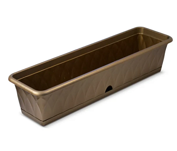 Ящик для растений "Сиена" 81см с поддоном золотой