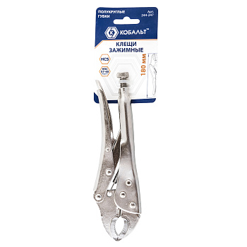 Клещи зажимные КОБАЛЬТ полукруглые губки, 180 мм