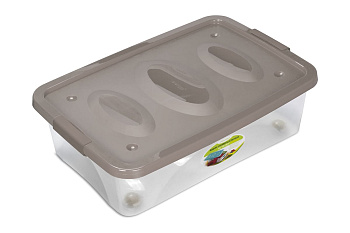 Ящик универсальный "Астело" 600х400х180мм на колесиках коричнево-серый