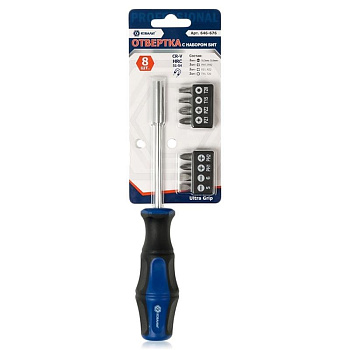 Рукоятка отверточная КОБАЛЬТ Ultra Grip с набором бит, CR-V 