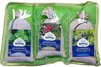 Набор запарок для бани (мята, эвкалипт, можжевельник) в сумке 3шт/30гр., Банные штучки