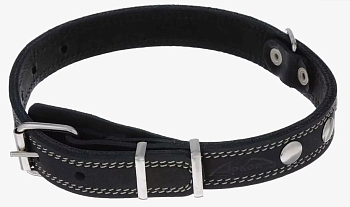 Ошейник 25/2 кожа два слоя, декор.строчка, украшения, (черный) Ошейник 25/2 кожа два слоя, декор.строчка, украшения, (черный)