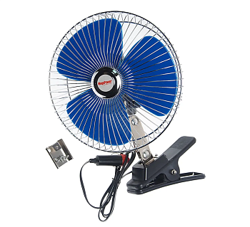 Вентилятор М-503C 21см (8") с решеткой металл на прищепке 24V MEGAPOWER 