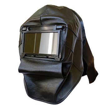 Маска сварщика кожаная АмперС Морион с защитой шеи