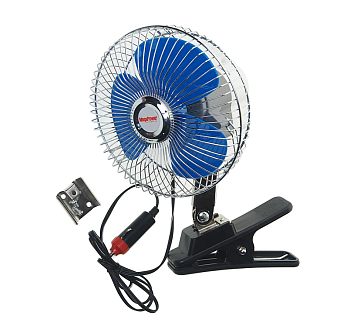 Вентилятор М-502C 16см (6") с решеткой металл на прищепке 12V MEGAPOWER 