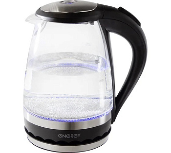 Чайник ENERGY E-279 черный (1,5 л, диск), стекло