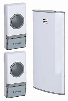 Звонок беспроводной Космос (32 мелодии, радиус 150м., 2 кнопки) белый кос AG 307 C2