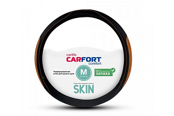 Оплетка CarFort Skin, кожа, черно-коричневая, M
