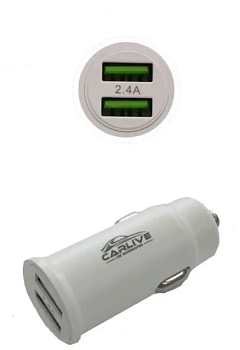 Штекер в прикуриватель Carlive CR-J4 5V 2 USB (2,1A, 1,5A) white