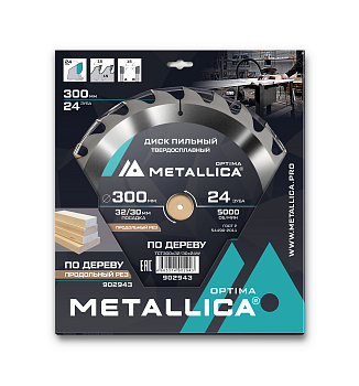 Диск пильный тв. сплав. METALLICA Optima 300x32/30 мм, 24 зуба, Т=3,2 мм по дереву продольный