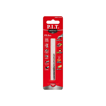 Сверло по металлу самоцентрирующееся P.I.T. DRUA AMED16-0003B (HSS, Ø3,2мм, 65х36мм,SharkStep)