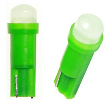 Светодиод 12V T5-01 (1LED) COB W1.2W Base:W2.0-4.6d зеленый 0.24W 6lm TM NORD YADA																		