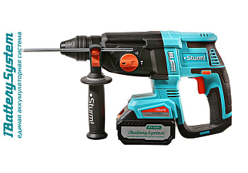 Перфоратор аккум б/щ STURM 18В, 1BatterySystem, 3.2Дж, 3+1реж, 1x4.0Ач ,ЗУ, кейс