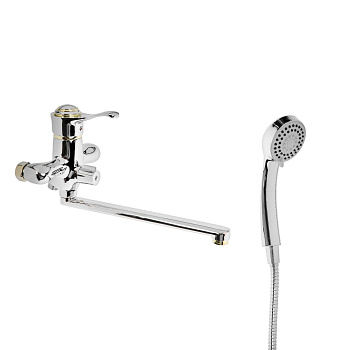 Смеситель ACCOONA для ванны однорукий излив 400мм встроенный дивертор ф35 латунь