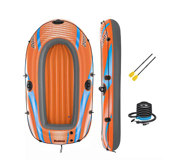 Лодка Bestway Kondor Elite 2000 надувная 196x106см, 2 весла, ножной насос, запл д/ремонта