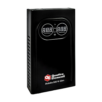 Стабилизатор напряжения настенный QUATTRO ELEMENTI Stabilia 500 W-Slim (500 ВА, 140-270 В) 0,4кВт