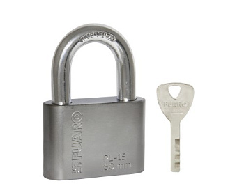 Замок навесной PL-WEATHER-1560 Nickel 4 fin key ( PL-15-60) диск. /блистер (42287) (FUARO)