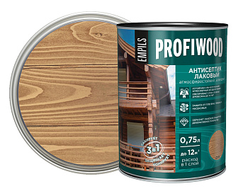 Антисептик лаковый PROFIWOOD атмосферостойкий алкидный дуб 0.75 л / 0,7 кг