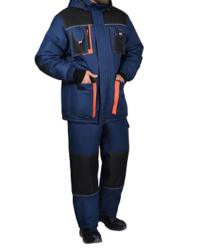 Костюм "СИРИУС-Манхеттен"-М зимний: куртка дл.брюки т-синий с черным и кирпич. отд.р. 88-92/170-176
