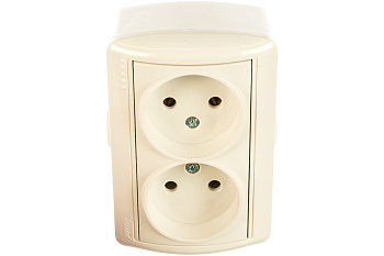 Розетка 2 ОП "NATA" б/з закр.корпус керамика/бел 