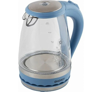 Чайник ENERGY E-279 синий (1,5 л, диск), стекло