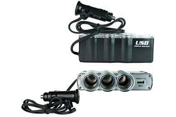Разветвитель в прикуриватель 3 гнезда + USB Auto Newland