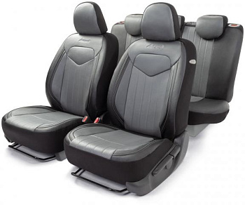 Чехлы автомобильные SIGNATURE велюр, 15 предметов, AIRBAG черн./серый