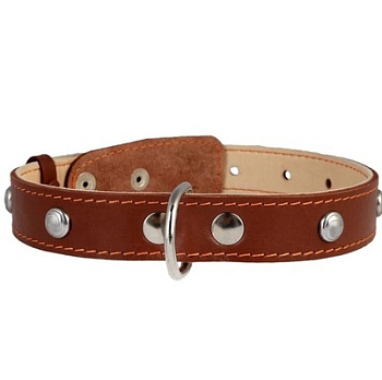 Ошейник 25/2 кожа два слоя, декор.строчка, украшения, (коньячный) Ошейник 25/2 кожа два слоя, декор.строчка, украшения, (коньячный)