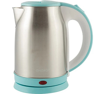 Чайник ENERGY E-202 (1,8 л, диск) стальной бело-голубой